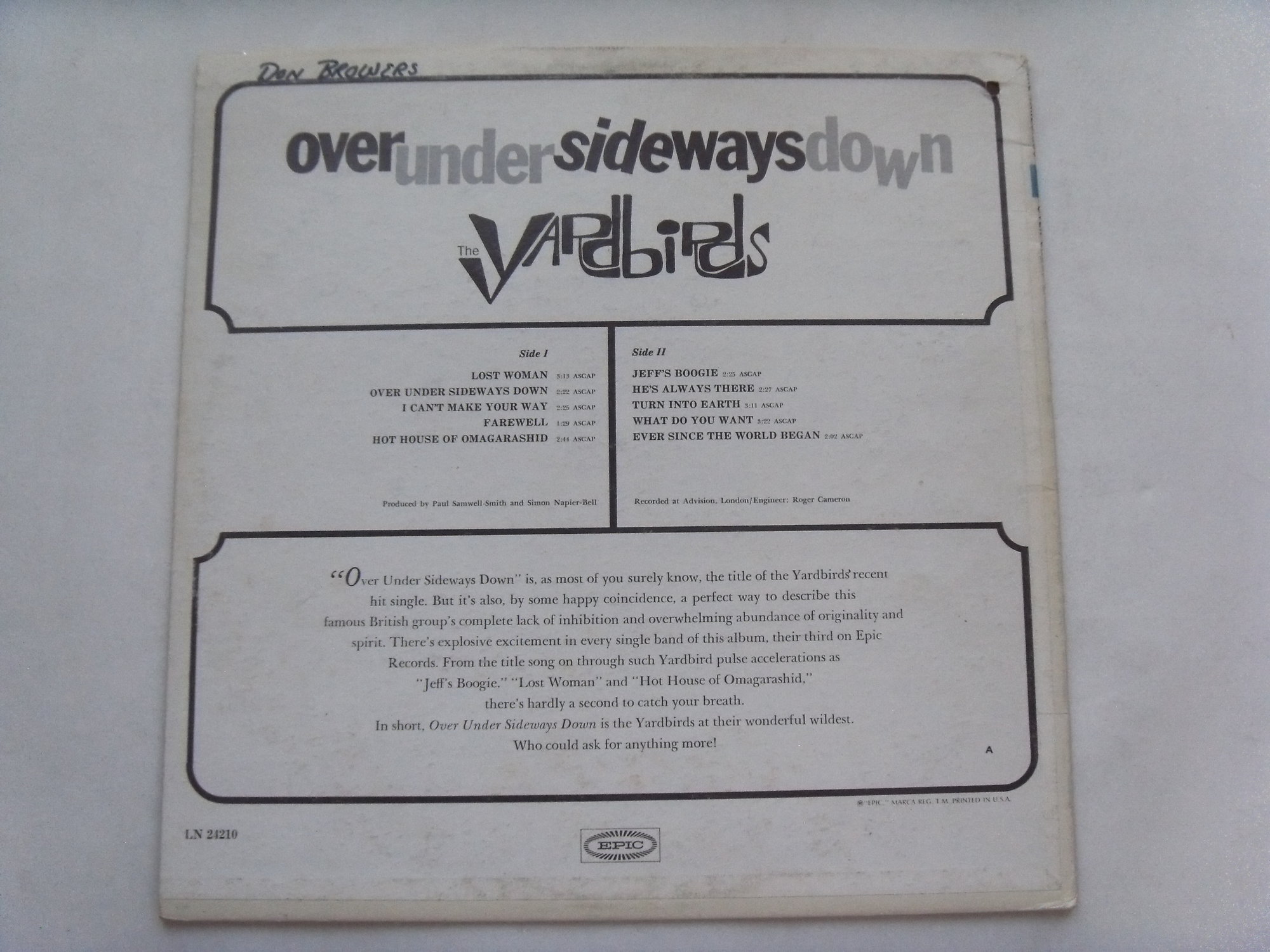 THE YARDBIRDS Over under sideways down 2 THE YARDBIRDS Over under sideways down 2