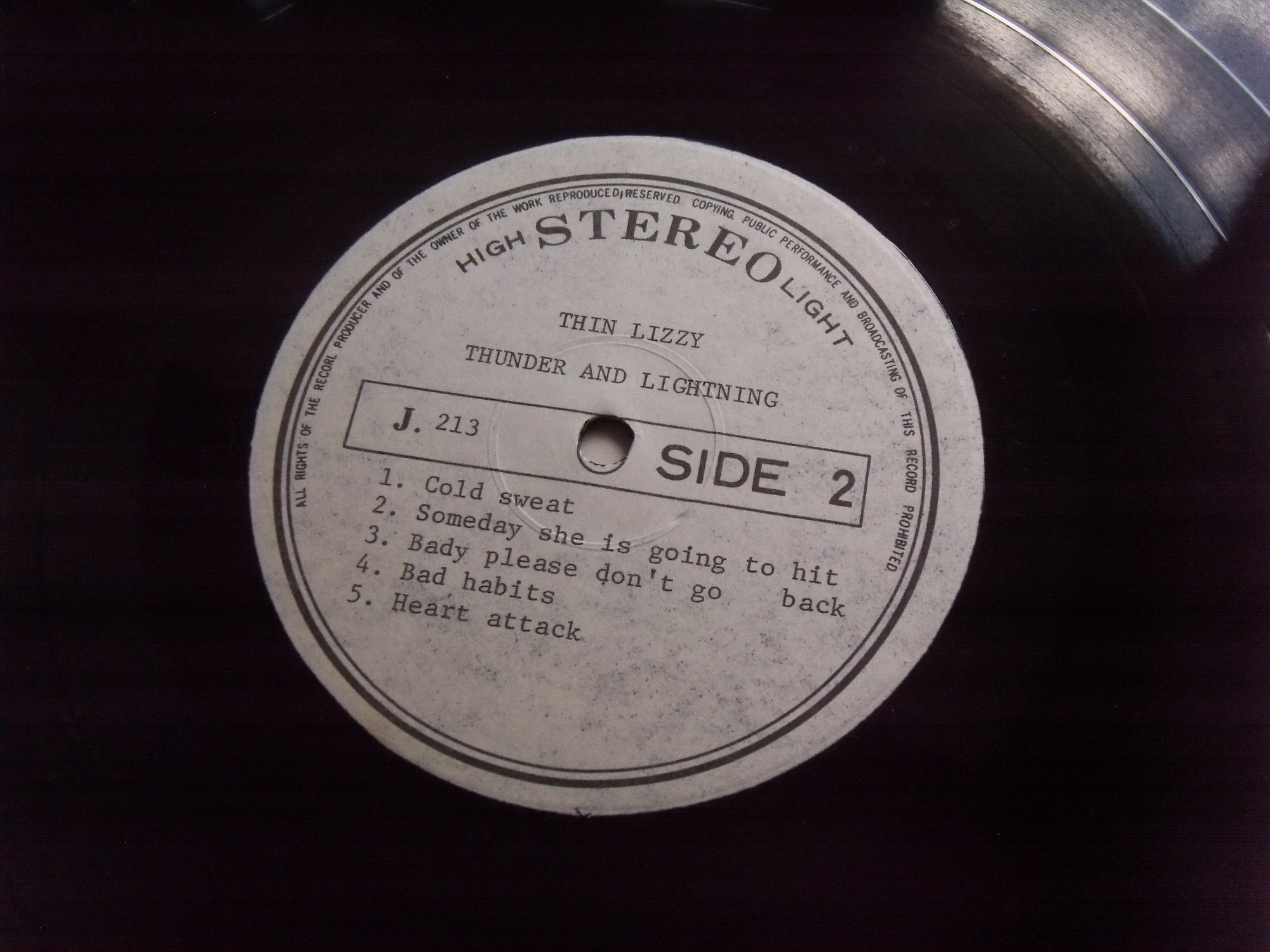 THIN LIZZY Thunder and lightning 2 THIN LIZZY Thunder and lightning 2