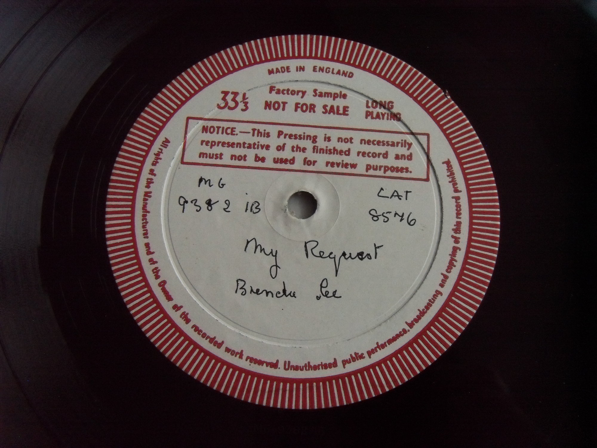 Brenda LEE By request - factory sample 2 Brenda LEE By request - factory sample 2