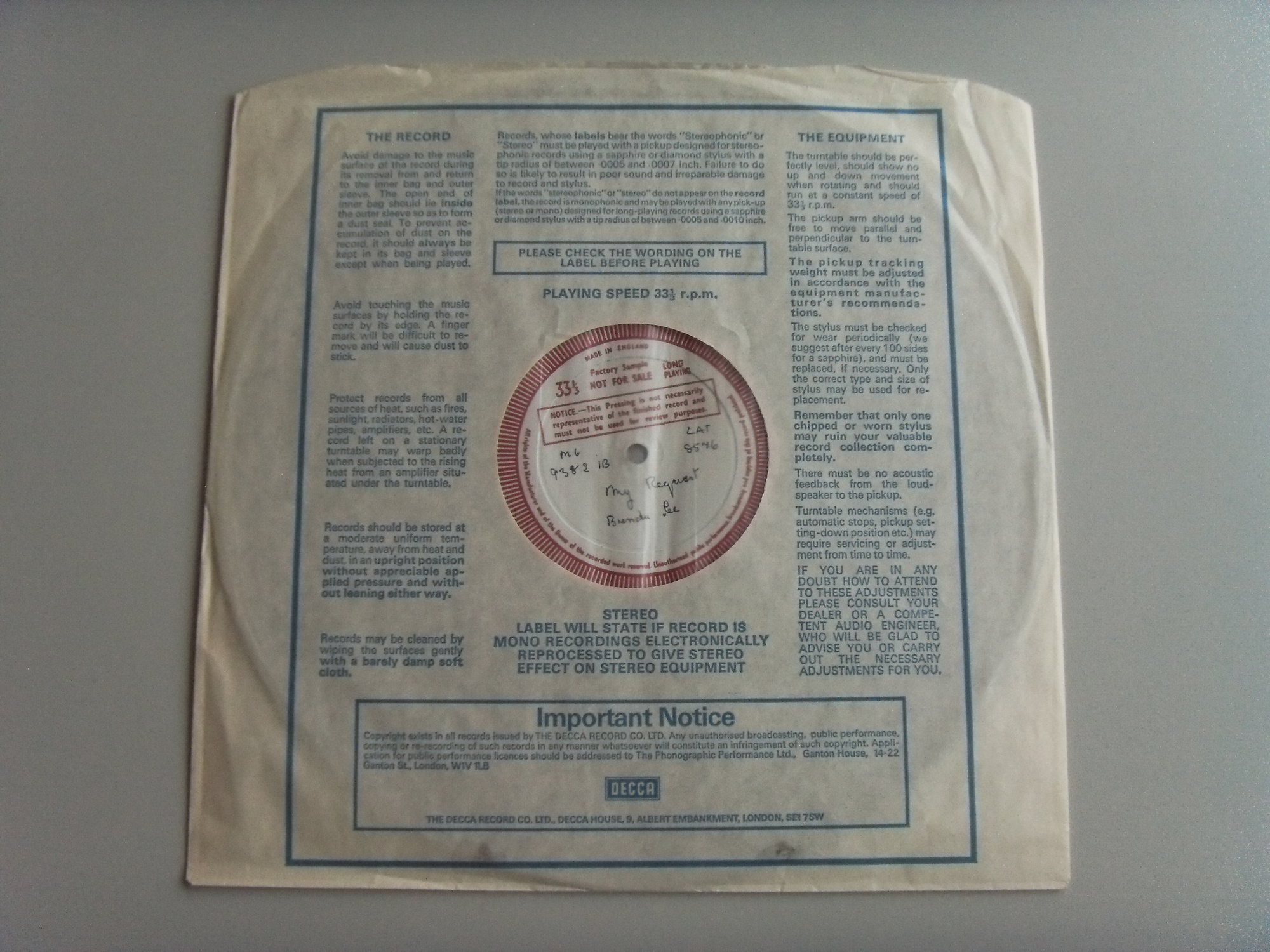 Brenda LEE By request - factory sample 2 Brenda LEE By request - factory sample 2
