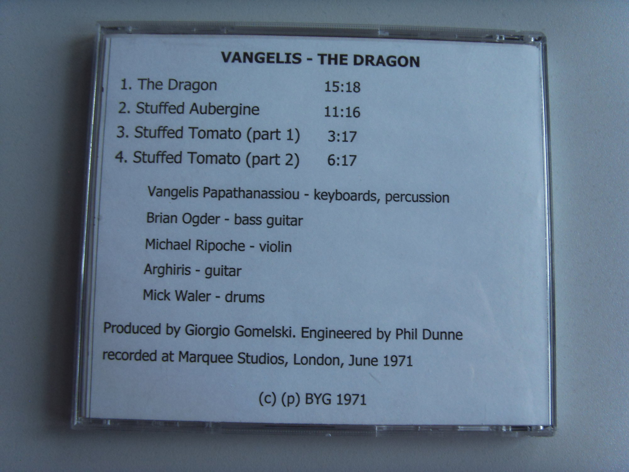 VANGELIS The Dragon / Hypothesis 2 VANGELIS The Dragon / Hypothesis 2