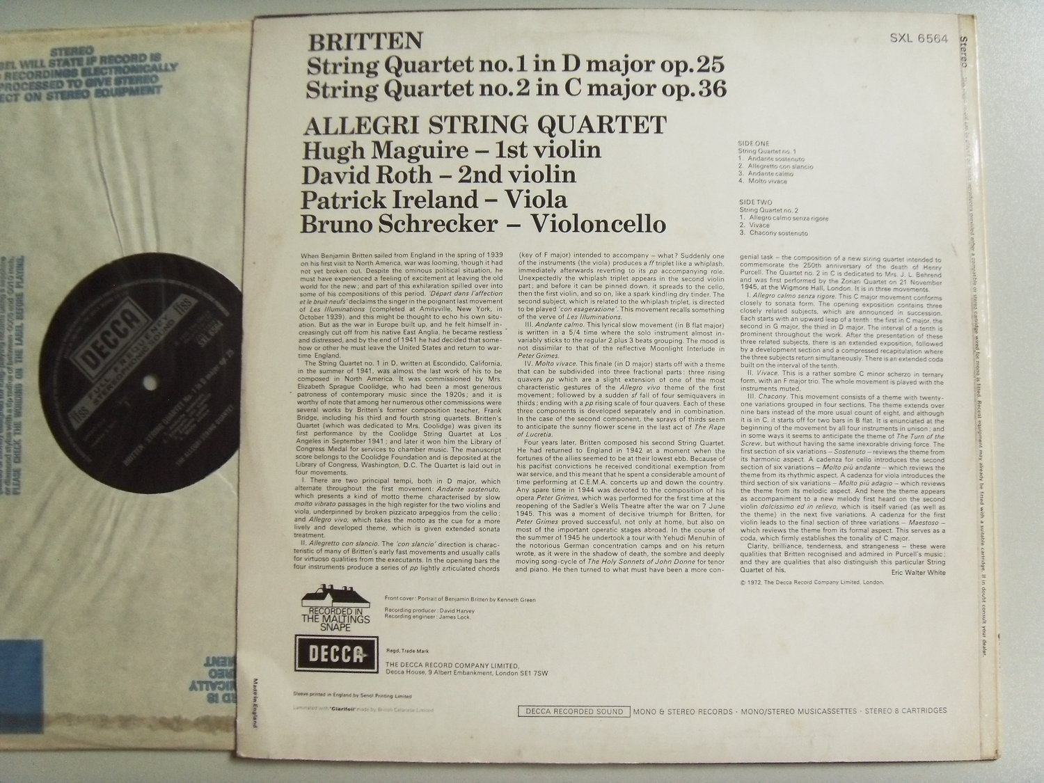 ALLEGRI STRING QUARTET Britten String Quartets No. 1 & No. 2 2 ALLEGRI STRING QUARTET Britten String Quartets No. 1 & No. 2 2
