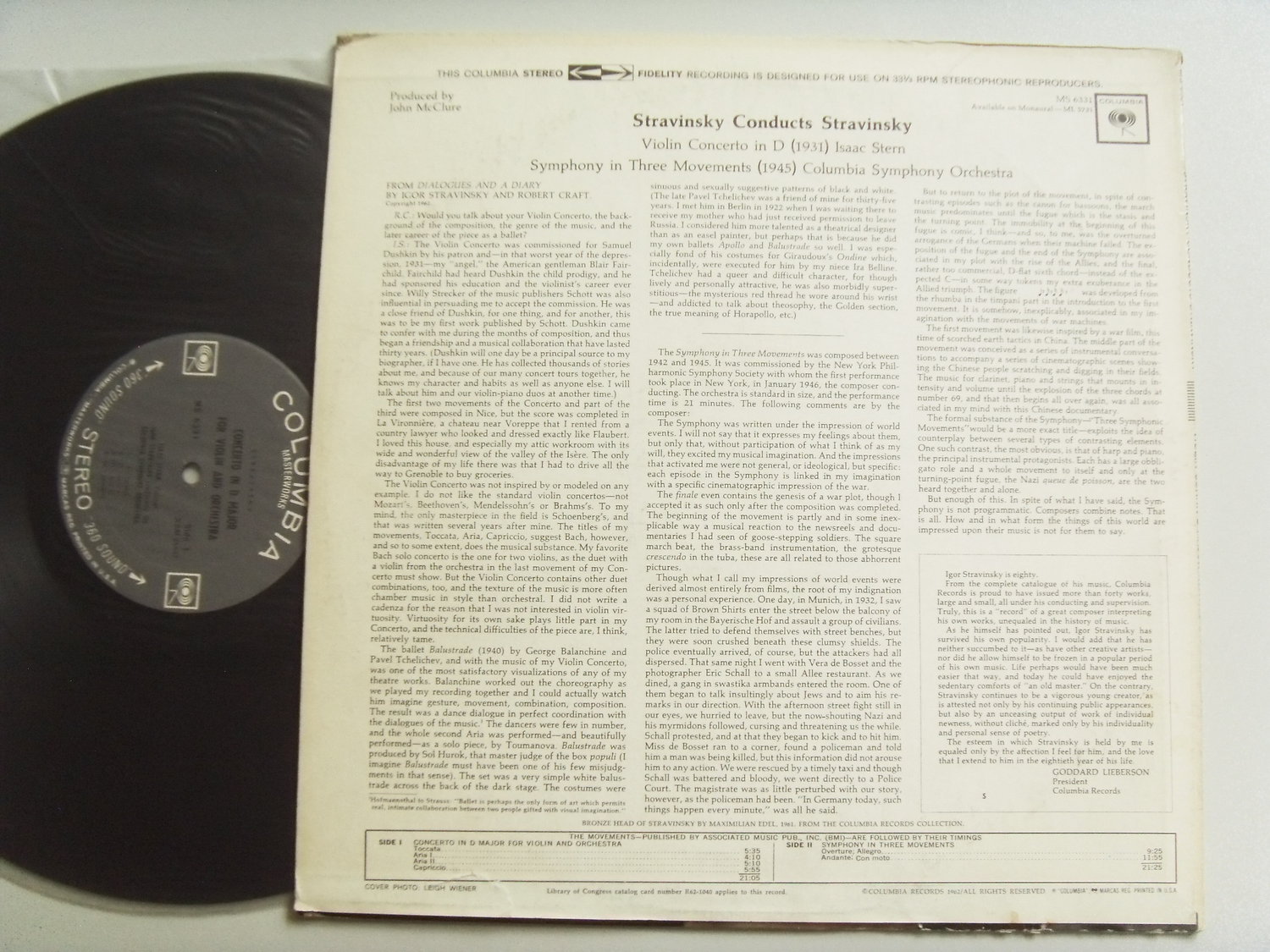 Isaac STERN, conductor STRAVINSKY Stravinsky Violin concerto in D, Symphony in Three Movements. 2 Isaac STERN, conductor STRAVINSKY Stravinsky Violin concerto in D, Symphony in Three Movements. 2