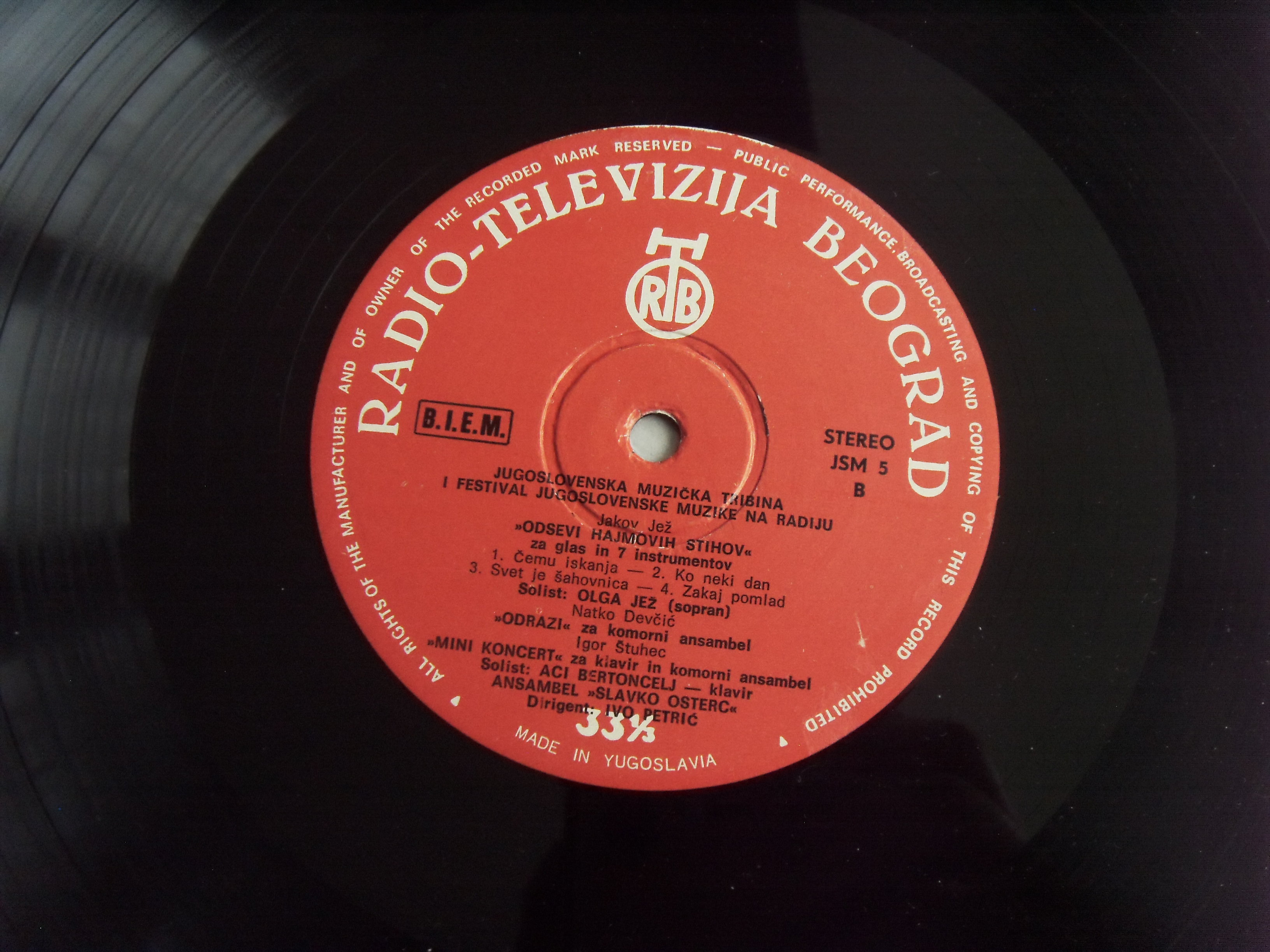 SLAVKO OSTERC, Igor KARLIN, RTB SYMPHONY ORCHESTRA JUGOSLOVENSKA MUZICKA TRIBINA 1 2 SLAVKO OSTERC, Igor KARLIN, RTB SYMPHONY ORCHESTRA JUGOSLOVENSKA MUZICKA TRIBINA 1 2