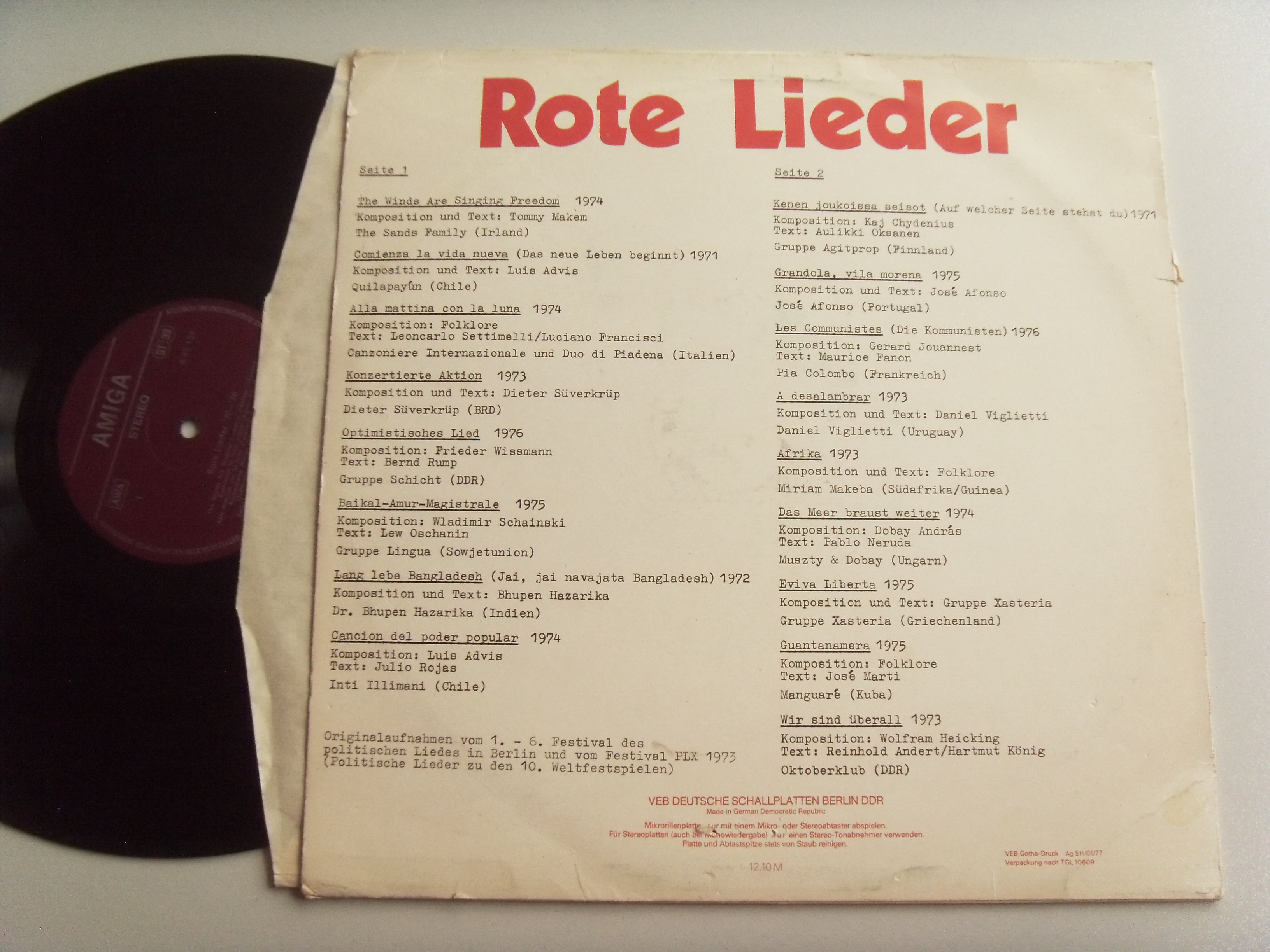 QUILAPAYUN, INTI ILLIMANI, GRUPPE AGITPROP, THE SANDS FAMILY, MIRIAM MAKEBA Rote Lieder 2 QUILAPAYUN, INTI ILLIMANI, GRUPPE AGITPROP, THE SANDS FAMILY, MIRIAM MAKEBA Rote Lieder 2